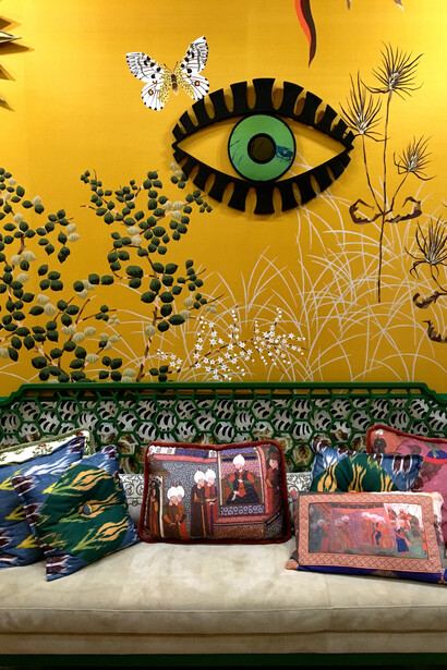  Detail of Image of Justin Van Breda sofa and Fromental wallpaper