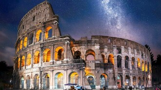 The Roman Colosseum at night