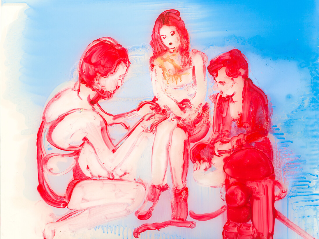 Ilona Szalay, Injury, Oil on glass, 23 3/5 × 27 3/5 in, 60 × 70 cm