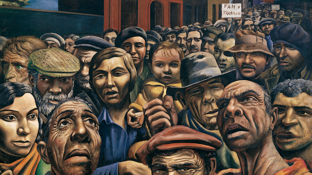 Antonio Berni, Manifestación, 1934, temple sobre arpillera 180 x 249,5 cm. MALBA, Colección Constantini. Ciudad de Buenos Aires