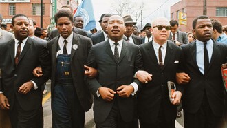 Martin Luther King Jr. and his followers marched peacefully in a protest in Washington D.C., USA