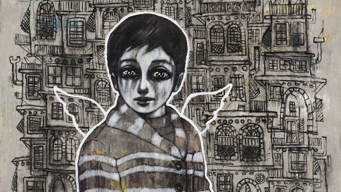 Mohannad Orabi, Untitled, 2014, Mixed media on canvas, 140 x 170 cm