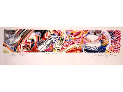 James Rosenquist, No Guns, More Color, 1999
Colored ink on frosted mylar, 11 1/2 x 34 1/8 inches, Art © James Rosenquist / Licensed by VAGA, New York, NY
