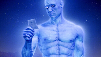 El doctor Manhattan reflexiona ante una papeleta