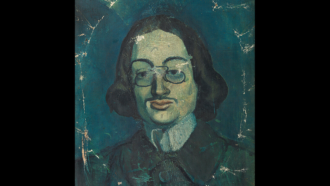 Pablo Picasso
Jaume Sabartés con quevedos 
París, finales de 1901. Óleo sobre tela. 46 x 38 cm. Museu Picasso, Barcelona. Donación Pablo Picasso, 1968. MPB 70.491. Museu Picasso, Barcelona. Fotografía, Gasull Fotografia.