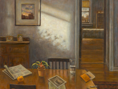Susan Kraut - New York Dining Room, I, 26 in x 30 in, oil on panel,   2016