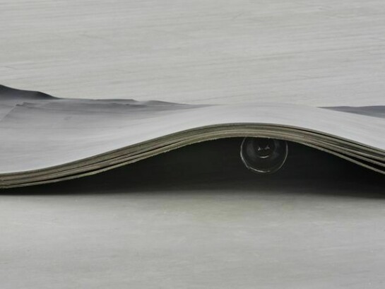 Katinka Bock, Terrassenlandschaft, 2009, Leather, glass, 11.81 x 47.24 x 35.43 inches