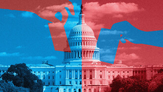 The primary elections are about the democrats (blue) vs. republicans (red) 