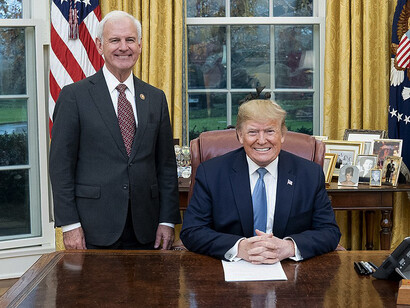 Donald Trump with Bradley Byrne in the Oval Office in December 2019 