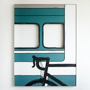 Milly Peck, Alternative Means of Travel, 2020. Emulsion on Valchromat, coloured pencil, wood. 113 x 86 x 4 cm. Courtesy of VITRINE