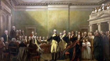 John Trumbull, George Washington renunciando a su comisión