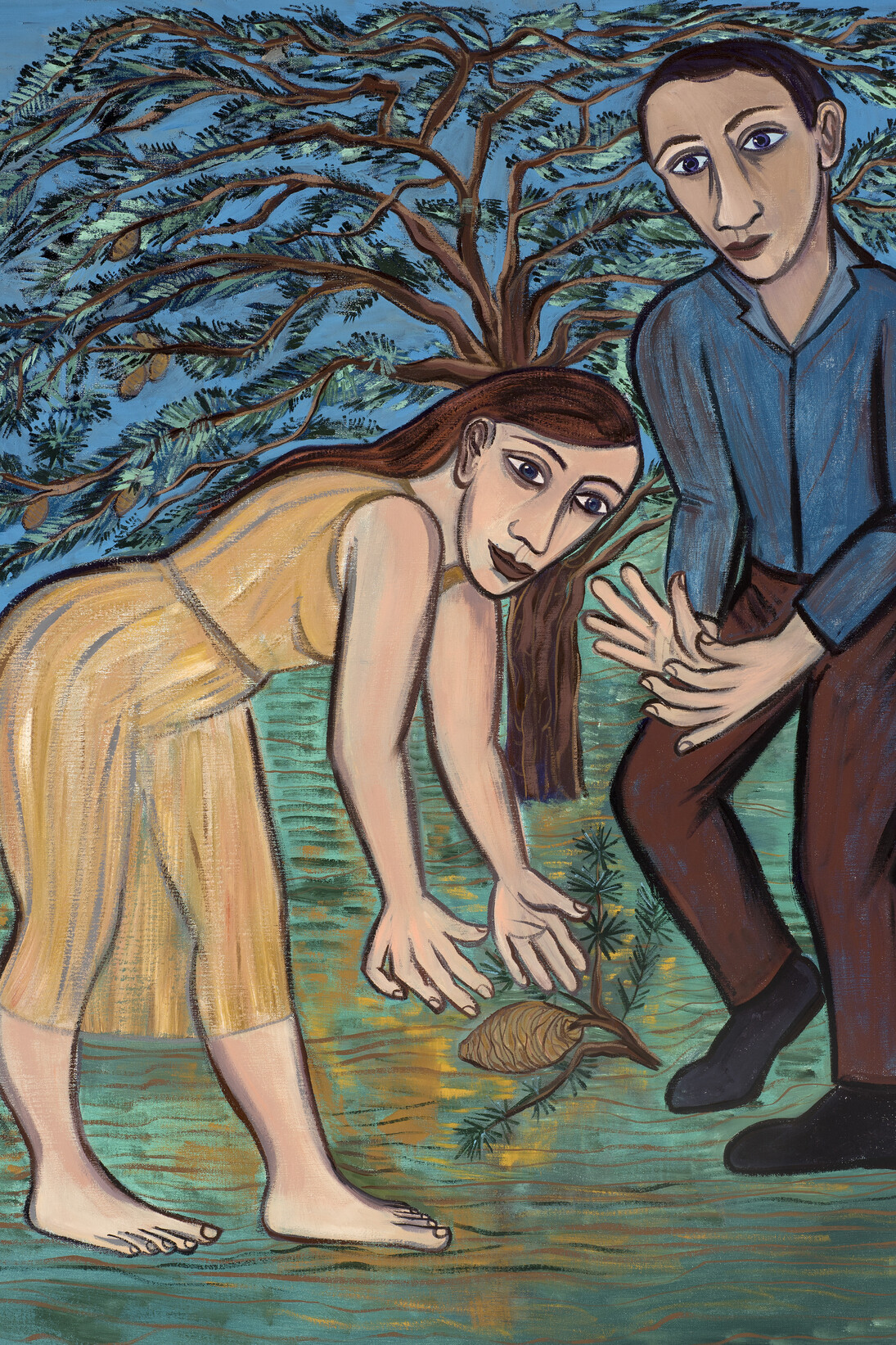 Eileen Cooper, Cedar Cone, 2017, oil on canvas, 122 x 92cm, courtesy the artist