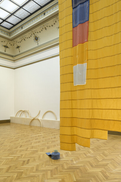 Tanya Lukin Linklater and Duane Linklater, Crested/mâcistan, exhibition view. Courtesy of Galerie Rudolfinum