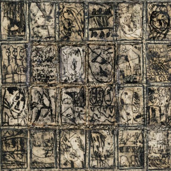 Gene Mann, Figures de mémoire, 2013, Mixed media on board, 31.5 x 31.5 inches (80 x 80 cm)