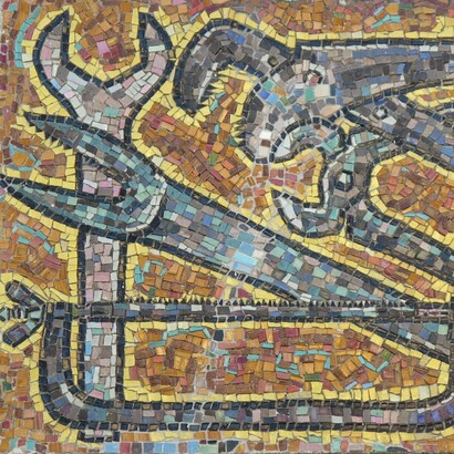 Herbert Schütz, herramientas de carpintero, mosaico, 1955