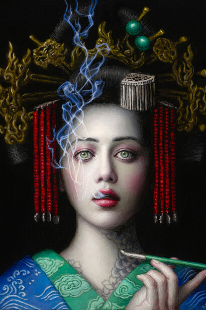 Chie Yoshii, Dragon's Breath, Oil on wood panel, 14 x 11.