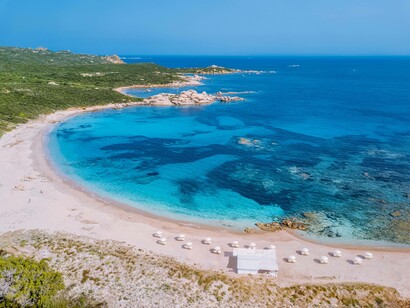 A look at the sandy beaches of Valle dell’Erica in Northern Sardinia, Italy