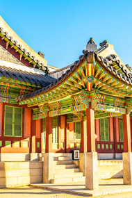 The intricate beauty of Changdeokgung Palace in Seoul, South Korea, with its traditional Korean architecture, reflects Seoul's deep connection to its cultural heritage while standing as a symbol of the city's seamless blend of the past and present
