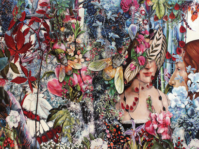 Naeemeh Kazemi, Untitled (From the La La Land Series), 2022, oil on canvas, 59.1x78.7 inches. Courtesy of the artist and Leila Heller Gallery