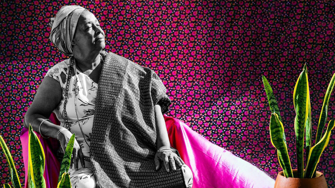 Mãe Bernadete Pacífico, líder quilombola de Pitanga de Palmares, em Simões Filho, Bahia, Brasil. Arte e fotografia de Walisson Braga