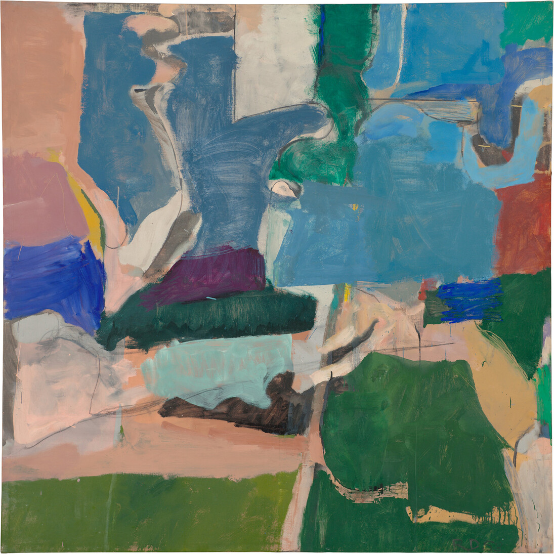 Richard Diebenkorn, Berkeley #5, 1953, Oil on canvas, 134.6 x 134.6 cm, Private collection, Copyright 2014 The Richard Diebenkorn Foundation 