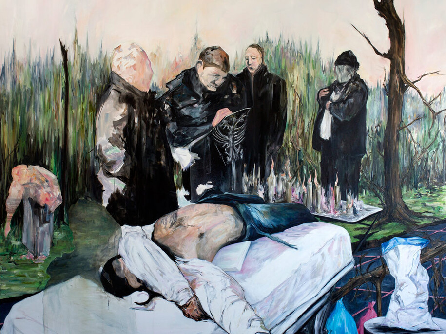 Mathieu Boisadan, La forêt brûlée, 2015, Acrylique et huile sur toile, 200 x 200 cm