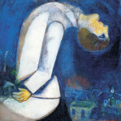 Marc Chagall, Man with his Head Thrown Back, 1919, oil on cardboard mounted on panel, private Collection © Chagall ® SABAM Belgium 2015