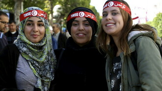 Tunisian women protest against the new Constitution, Tunisia