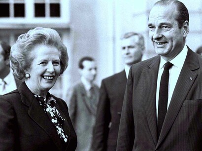 Jacques Chirac con Margaret Thatcher en los años ochenta