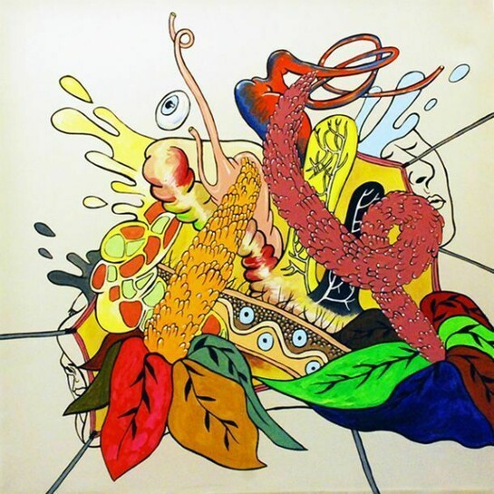 HaYoung, KimIn and out, 2014, acrylic on polyester, 50 x 50 cm, courtesy of 43 Inverness Street