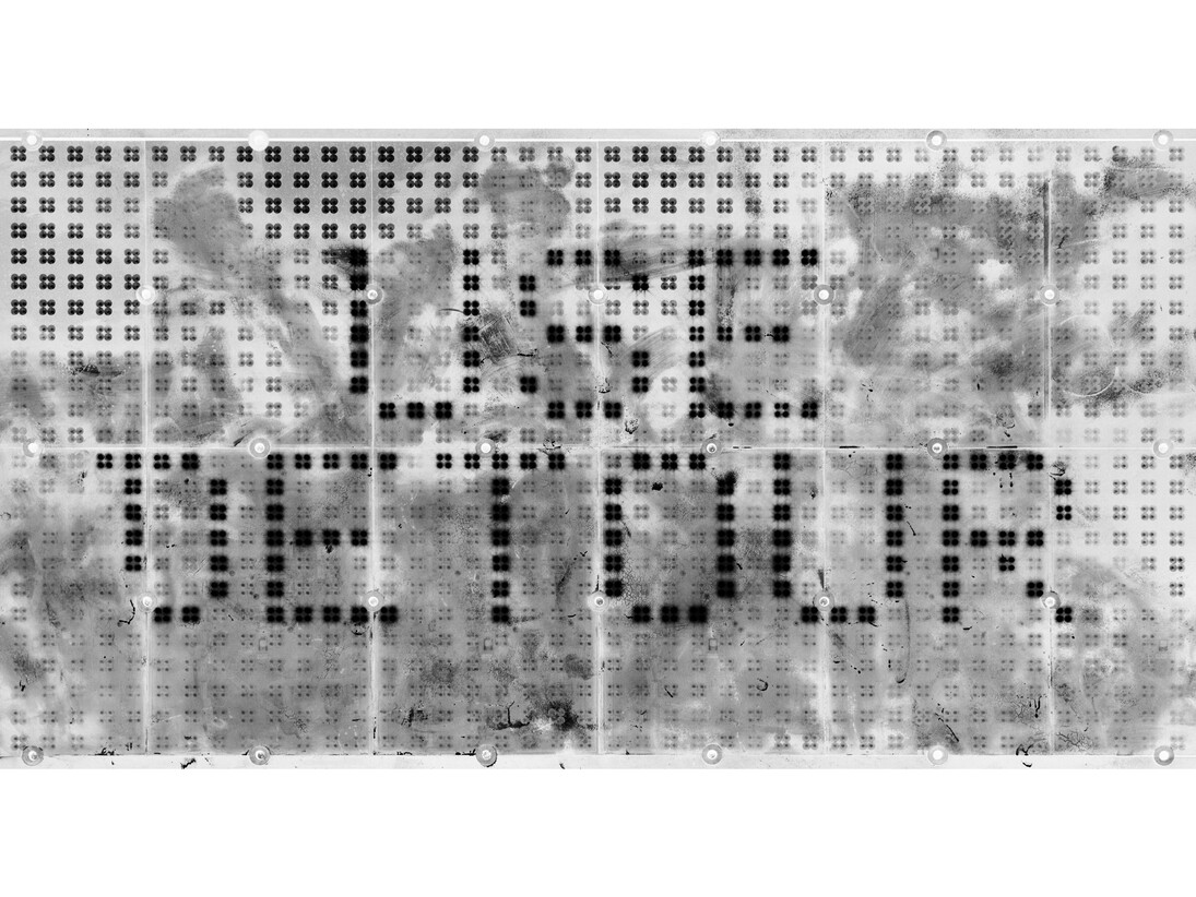 Shannon Ebner, Portable Changeable Message Sign Two Detour, 2014, Archival pigment print, 113 x 210.8 cm, 44 1/2 x 83 in, Edition of 5