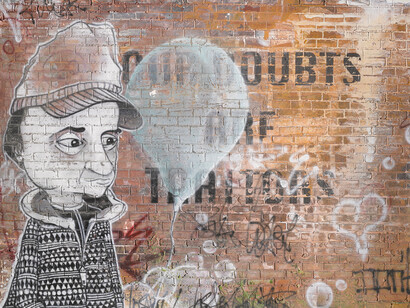 Miranda Donovan, Voices, 2014, Acrylic, Auto Paints & Mixed Media on Cardboard, 43 x 63 cm