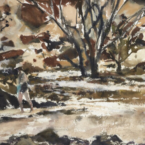 Nicholas Harding, Estuary landscape (with figure), 2010. Courtesy of Olsen Gallery