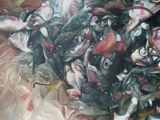 Vivian Ho, Wrap it up, 2013, Oil on canvas, 110 x 164 cm (43 ¼ x 64 ½ in)