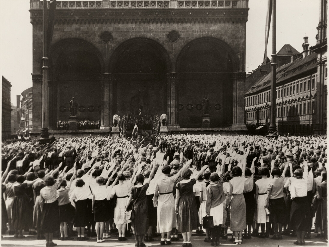 Associated Press Wirephoto · Unknown Photographer, "Hail to Hitler", May 16, 1933, silver gelatin print on glossy fibre paper, printed by May 22, 1933, 16,7 (18) x 21,5 (22,9) cm, Courtesy: Daniel Blau Munich/London