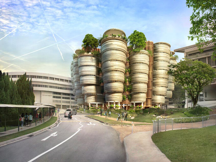 Thomas Heatherwick, Learning Hub, 2011 - Heatherwick Studio, Rendering: Heatherwick Studio, Rendering of Heatherwick Studio’s Learning Hub for the Nanyang Technological University in Singapore