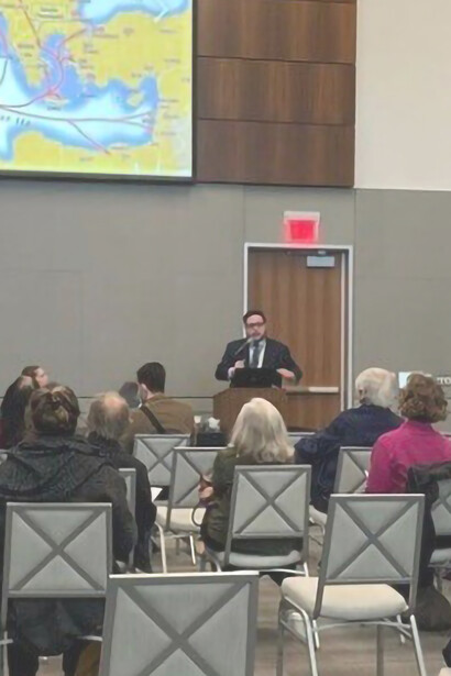 Lecturing at the 2023 Annual Scholars Conference on the Holocaust and the Churches at the University of Texas-Dallas Ackerman Center for Holocaust Studies. The lecture was titled, “From the Inquisition to Auschwitz: Thessaloniki and the Sephardic Jewish Experience"