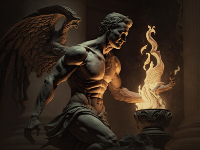 Prometeo y el fuego de los dioses (imagen generada por IA)