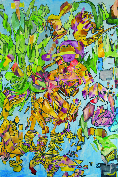 Julian Pozzi, Leaves and figure (detail), 2026. Courtesy of the Painting Center