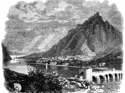 Illustrazione tratta da "I promessi sposi", capitolo primo, il ramo sul lago di Como. Francesco Gonin, edizione 1840