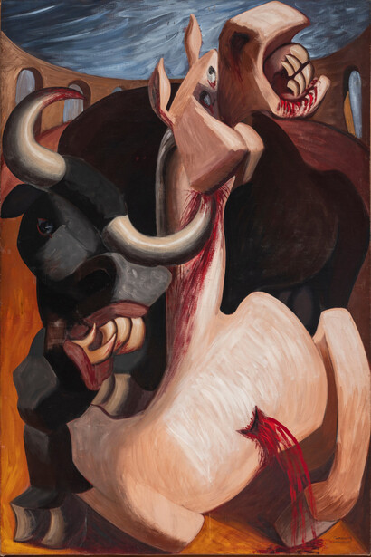 Luis Fernández, Corrida de toros (detalle), 1940. Cortesía del Museo de Bellas Artes de Bilbao
