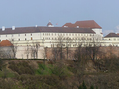 Fortezza dello Spielberg, Brno, Repubblica Ceca. Da sede gotica dei re di Boemia e dei margravi di Moravia fu trasformato, nella seconda metà del secolo XVII, in una vasta fortezza di stile barocco