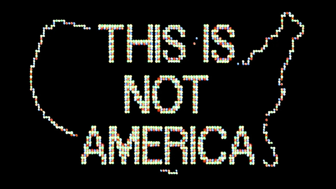 Alfredo Jaar, A logo for America [Digital animation commissioned by The public art fund for spectacolor sign, Times Square, New York, April 1987] (detail), 1987. Courtesy of Galerie Lelong