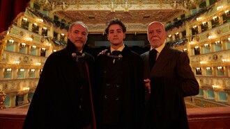 Tre generazioni in Tabarro, da sinistra Enrico, Vittorio e Sandro Zara