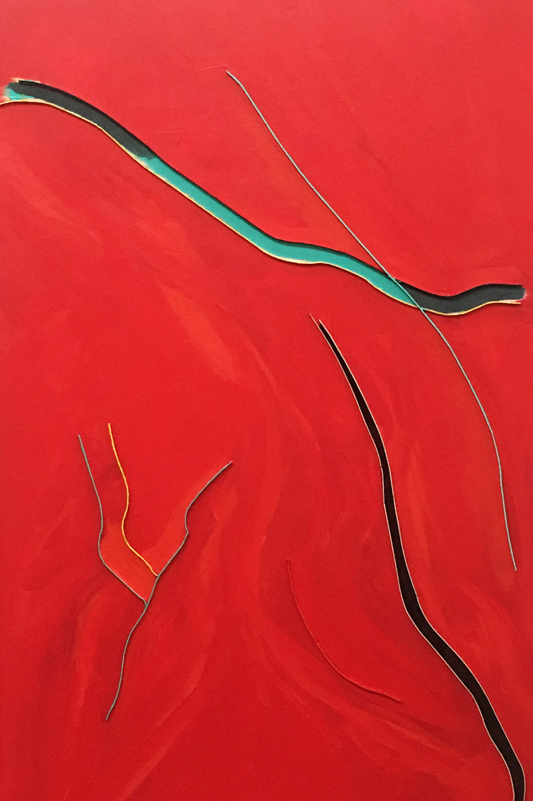Lee Waisler, Ready, Acrylic, Silicon Carbide and Maplewood on Canvas, 48 × 36 in 121.9 × 91.4 cm. Courtesy of JoAnne Artman