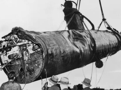 Secret strike. War on our shores, piece in exhibition. Courtesy of Australian National Maritime Museum