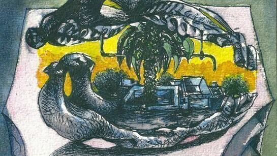 Ercole Pignatelli, Masseria, 1981 Inchiostro e acquarello cm. su carta, 12,3 x 16 cm