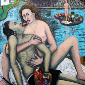 Eric Corne, Les ateliers du peintre, 2014, Huile sur toile, 150 x 150 cm, Courtesy Galerie Patricia Dorfmann, Paris