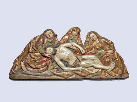 Unidentified Artist - The Lamentation, c. 1500. Wool, polychrome. - Collection of the Winnipeg Art Gallery. Acquired with the assistance of the Women's Committee, The Winnipeg Foundation, and an Anonymous Donor. G-67-10