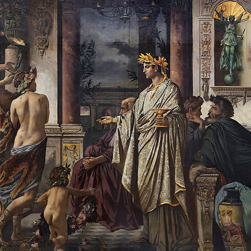 Il simposio (da Platone), dipinto di Anselm Feuerbach, (1871-74). Particolare